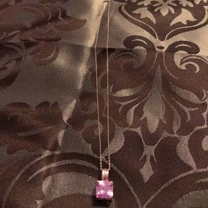 Sterling silver and purple cz pendant necklace